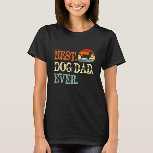 Camiseta Hombres Dachshund Mejor Perro Papá Nunca Retro Gra (Anverso)