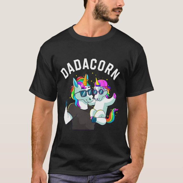 Camiseta Hombres Dadacorn Unicornio Familia Padres Cumpleañ (Anverso)