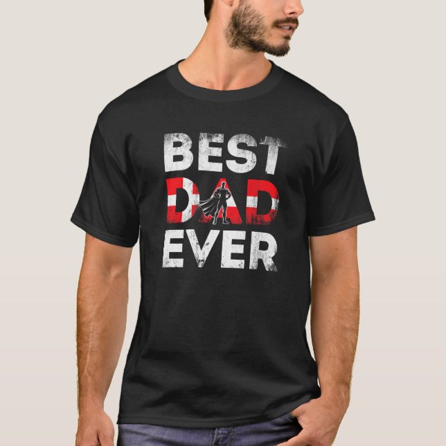 Camiseta Hombres Danés Padre Superhéroe Prem (Anverso)