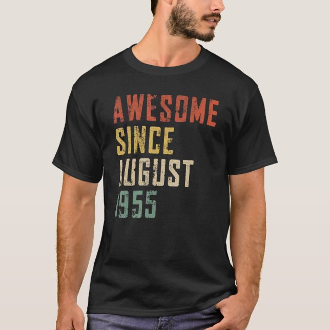 Camiseta Hombres De 67 Años De Edad Increíble Desde Agosto  (Anverso)