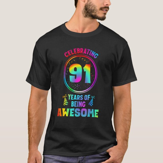 Camiseta Hombres de 91 años de ser asombrosos 91 años de ed (Anverso)