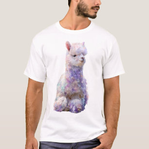 Camiseta Hombres de Alpaca Esponjosos Artísticos Pastel Cap