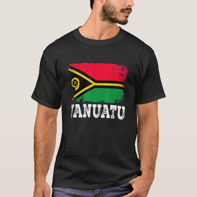 Camiseta Hombres de bandera de Vanuatu con problemas Hombre (Anverso)