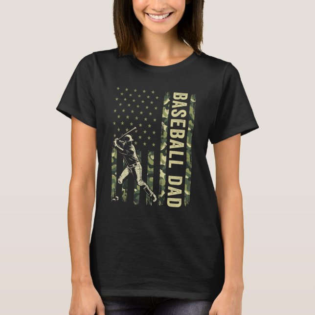 Camiseta Hombres de Béisbol Hombres Camo Bandera Americana  (Anverso)