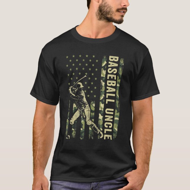 Camiseta Hombres de Béisbol Hombres Camo Bandera Americana  (Anverso)