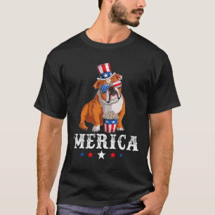 Camiseta Hombres De bulldog Mujeres Usa Bandera Estadounide