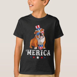 Camiseta Hombres De bulldog Mujeres Usa Bandera Estadounide