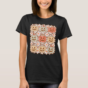 Camiseta Hombres de Calabaza de Halloween Retro Vintage Muj