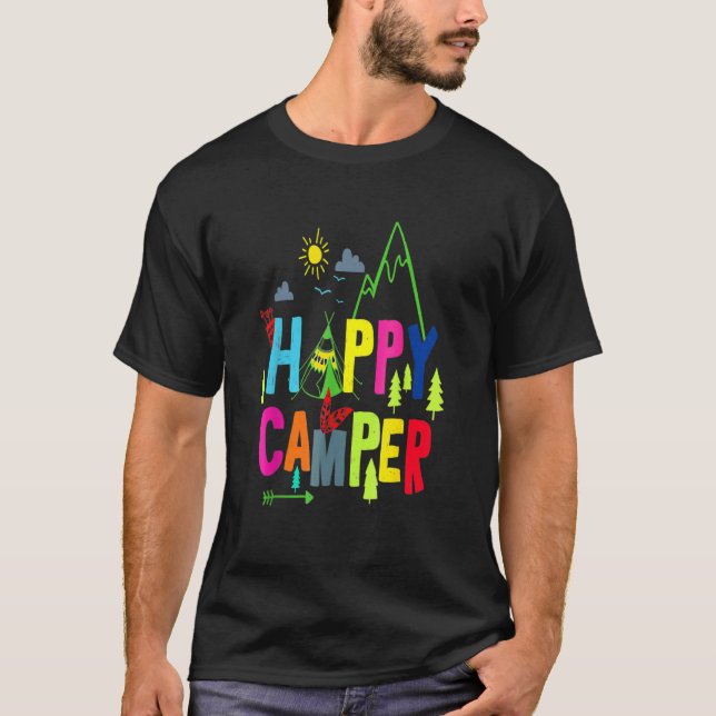 Camiseta Hombres de Camper Feliz Camping Mujeres Niños 2 (Anverso)