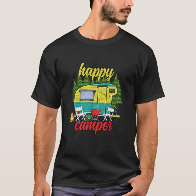 Camiseta Hombres de Camper Feliz Camping Mujeres Niños 6 (Anverso)