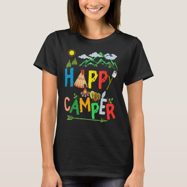 Camiseta Hombres de Camping Felices Mujeres Niños 21 (Anverso)