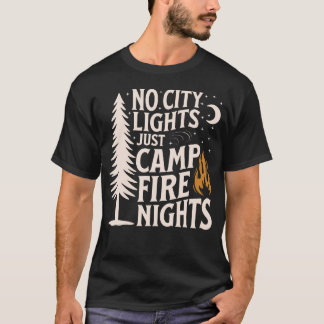 Camiseta Hombres de camping sin luces de ciudad solo noches