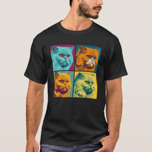 Camiseta Hombres de color pop de gato persa