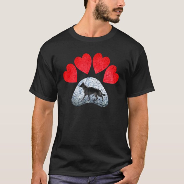 Camiseta Hombres de Corazón Rojo de Pastores Alemanes (Anverso)
