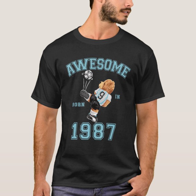 Camiseta Hombres de cumpleaños número 36 Mujeres 1987 Fútbo (Anverso)
