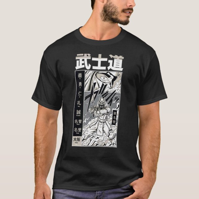 Camiseta Hombres de espada japoneses Samurai Bushido Code W (Anverso)