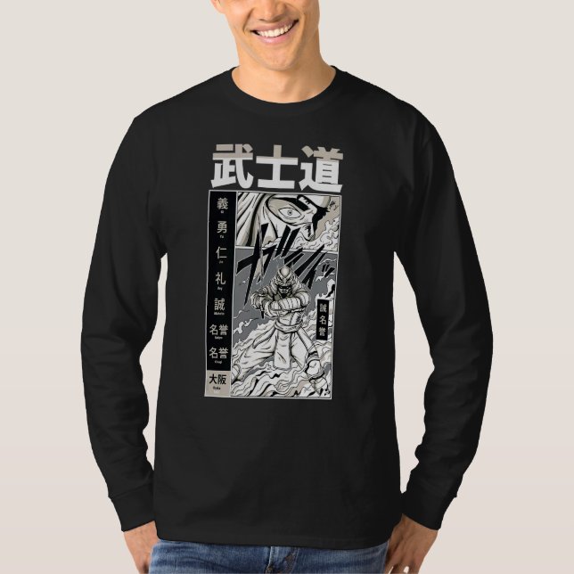 Camiseta Hombres de espada japoneses Samurai Bushido Code W (Anverso)