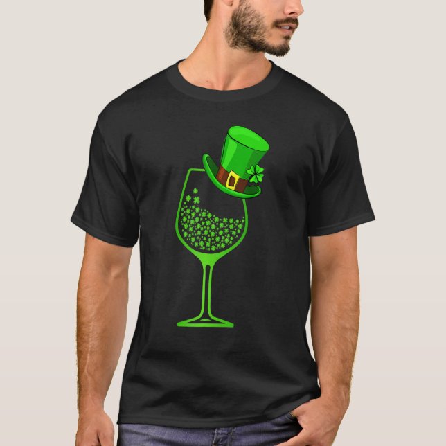 Camiseta Hombres de familia St Patrick's Day Shamrock Wine  (Anverso)