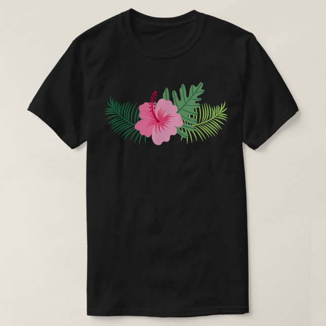 Camiseta Hombres De Flores De Hibiscus Rosa Mujeres Y Estil (Diseño del anverso)