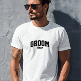 Camiseta Hombres de impresión Guay Retro Groom 2025