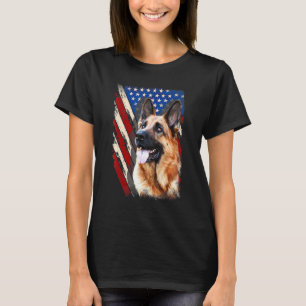 Camiseta Hombres de la Bandera Americana del Pastor Alemán 