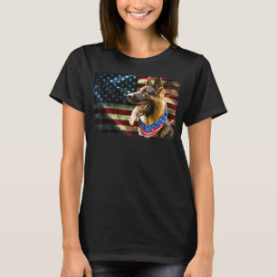 Camiseta Hombres de la Bandera Americana del Pastor Alemán 