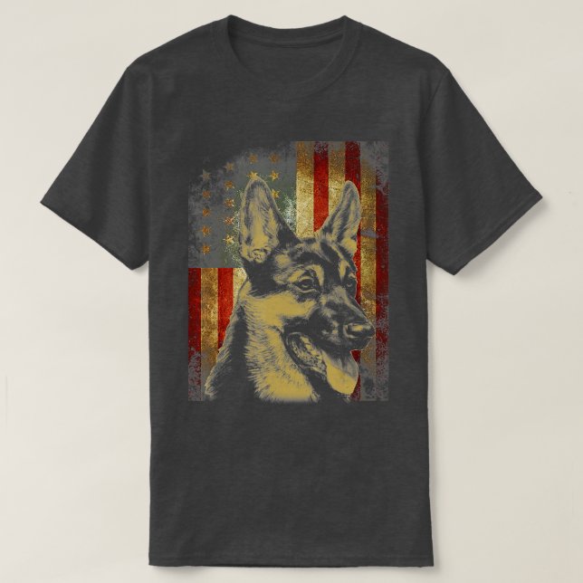 Camiseta Hombres de la Bandera Americana Pastora Alemana Re (Diseño del anverso)