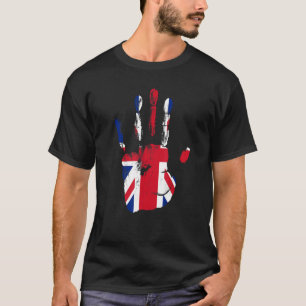 Camiseta Hombres de la Mano de la Bandera del Reino Unido M