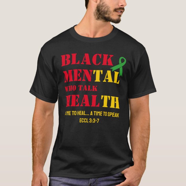 Camiseta HOMBRES DE LA SALUD Mental Negra QUE HABLAN DE SAL (Anverso)