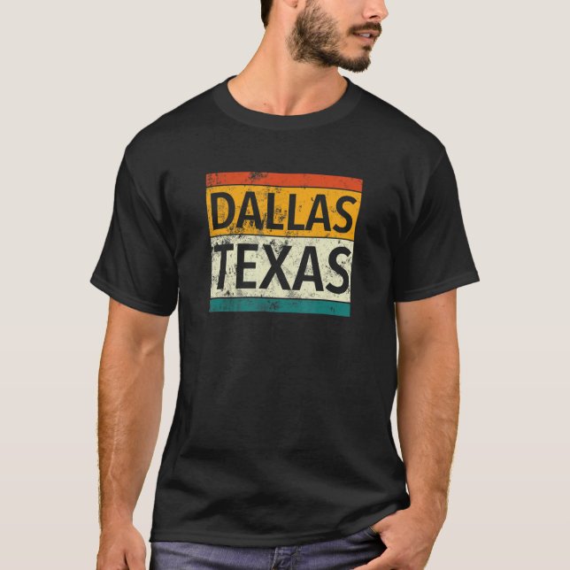 Camiseta Hombres de los años 60 de Dallas Texas Retro Style (Anverso)