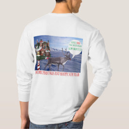 Camiseta hombres de manga larga tee feliz navidad y feliz n