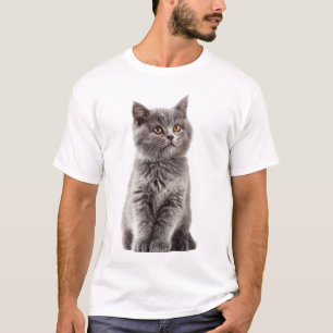 Camiseta Hombres de ojos dorados British Shorthair grises e