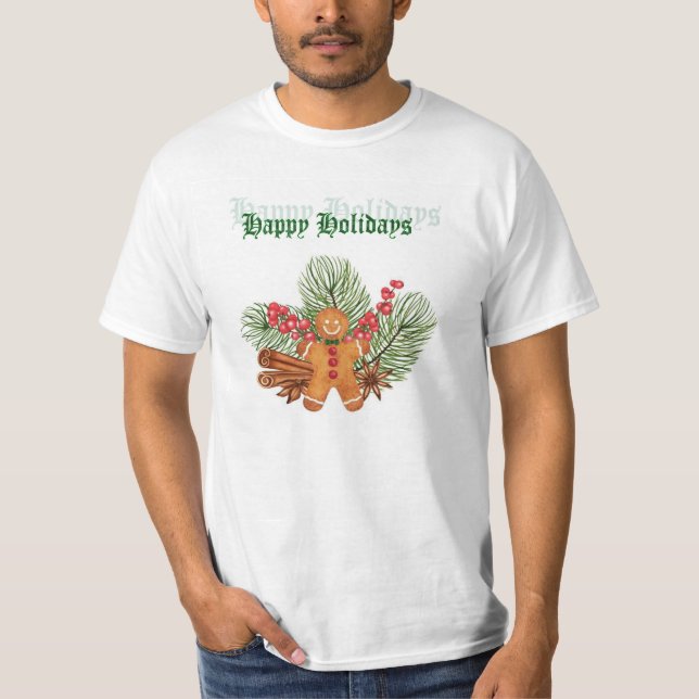 Camiseta Hombres de pan de jengibre de Navidad (Anverso)