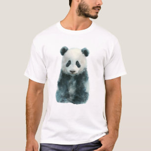 Camiseta Hombres de Panda Gigante Artístico Dibujado a Mano