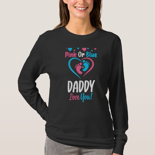 Camiseta Hombres De Papi Rosa O Azul Te Ama Baby Shower Gen (Anverso)