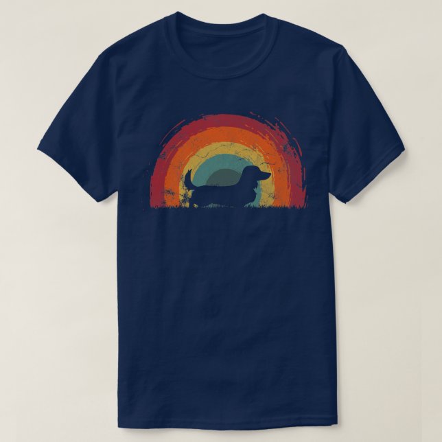 Camiseta Hombres de Perro Arcoiris de Dachshund, de larga t (Diseño del anverso)