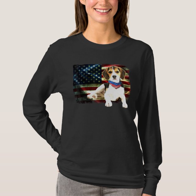 Camiseta Hombres de Perro con Bandera Estadounidense (Anverso)