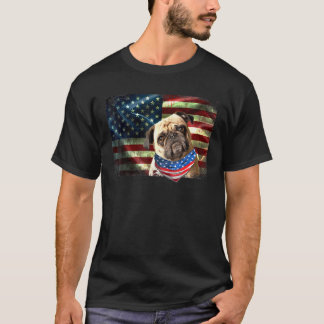 Camiseta Hombres de Perro de la Bandera Americana de Pug Pa