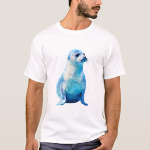 Camiseta Hombres de Sello de Acuarela Galáctica Azul Cósmic
