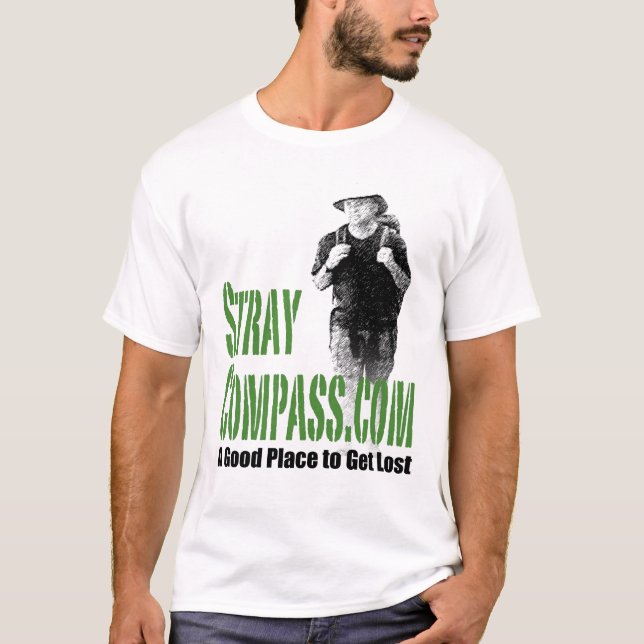 Camiseta hombres de StrayCompass.com verdes en verde (Anverso)