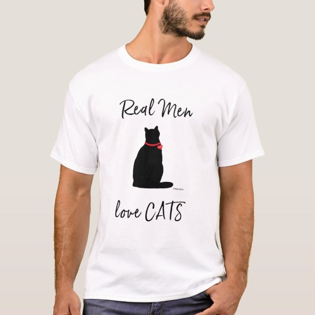 Camiseta Hombres de verdad adoran gatos, Guay gráfico (Anverso)