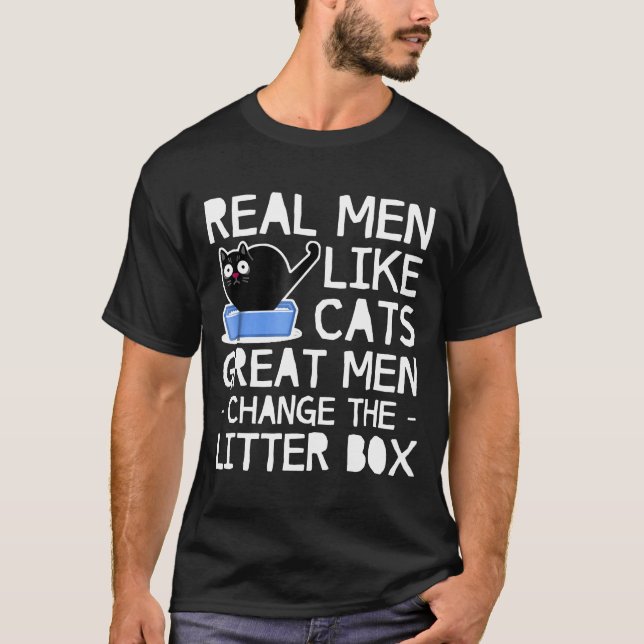 Camiseta Hombres De Verdad Como Gatos Grandes Hombres Gatos (Anverso)