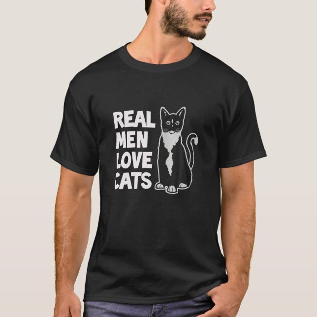 Camiseta Hombres De Verdad Como Gatos Marido Papá Regalo Am (Anverso)