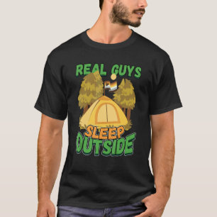 Camiseta Hombres de verdad durmiendo al aire libre acampand