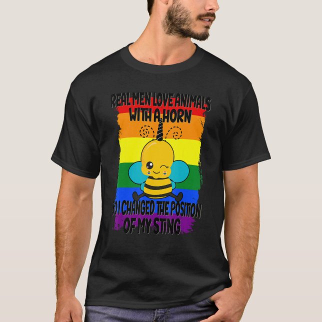 Camiseta Hombres de verdad enorgullecen a las abejas LGBTQ  (Anverso)