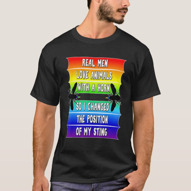 Camiseta Hombres de verdad enorgullecen a las abejas LGBTQ  (Anverso)