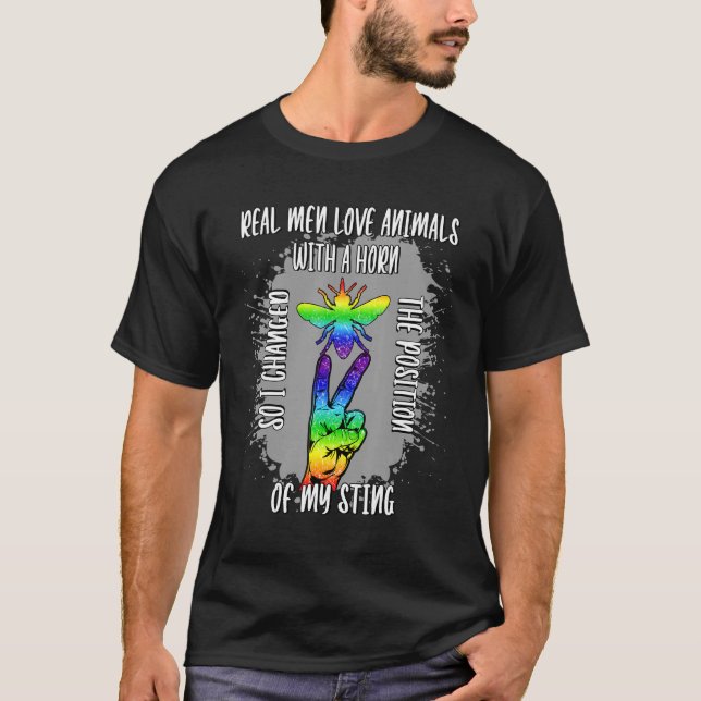 Camiseta Hombres de verdad enorgullecen a las abejas LGBTQ  (Anverso)