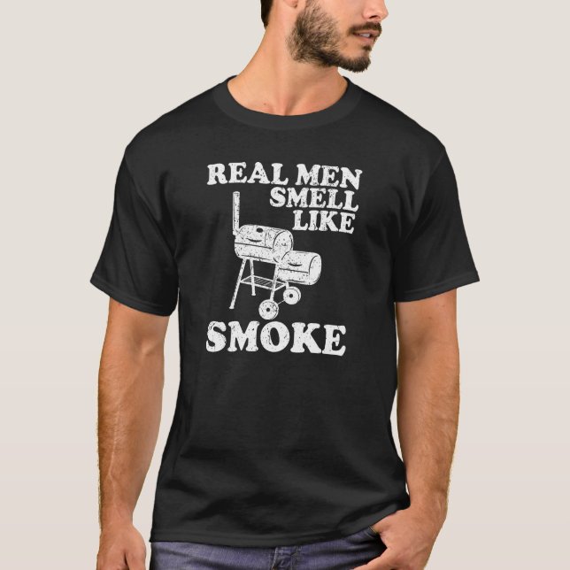 Camiseta Hombres de verdad huelen como parrilladas de barba (Anverso)