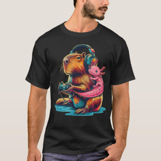 Camiseta Hombres de videojuegos divertidos Kawaii Axolotl y