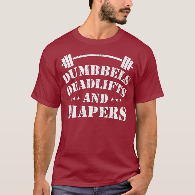 Camiseta Hombres DEADLIFING DAD Dumbbells Levantamientos de (Anverso)